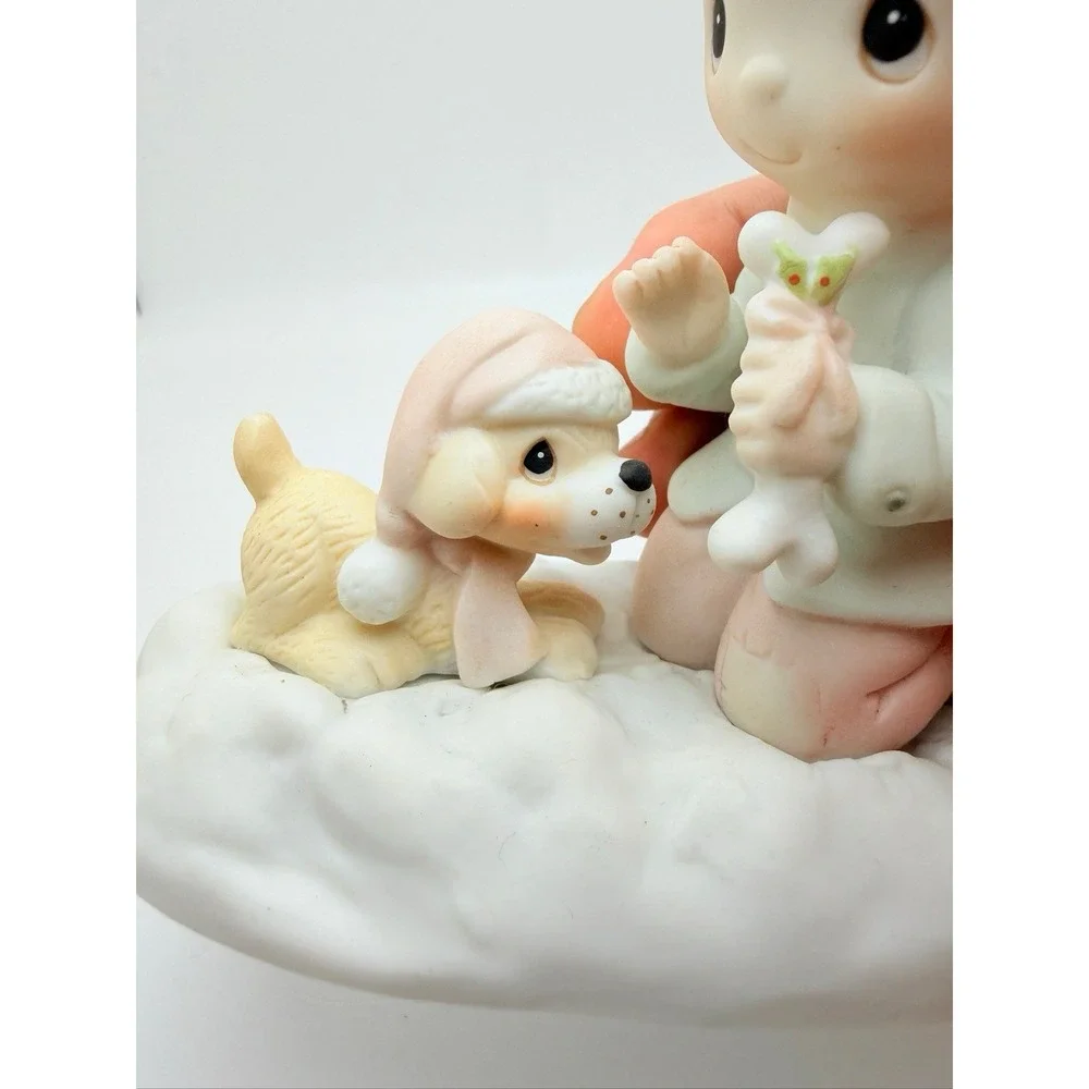 Precious Moments 1979 Wishing You A Season Filled With Joy Boy Dog Bone Figurine